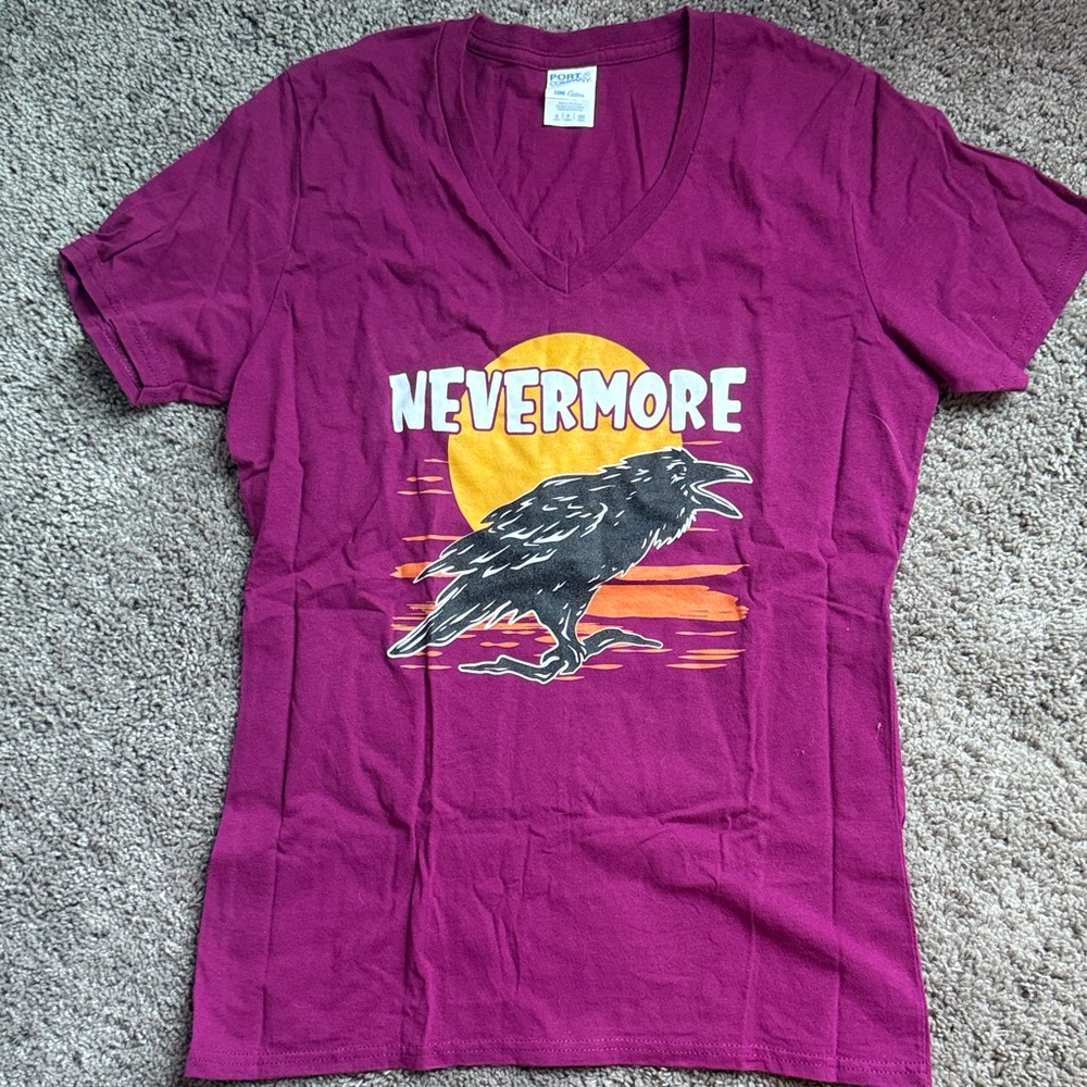 Port and Company Purple Tee with Raven Design